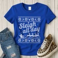 Ugly Christmas Santa Sleigh All Day Gift Women's T-Shirt thumb 3