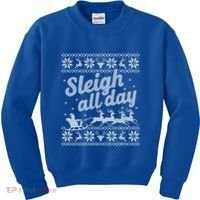Ugly Christmas Santa Sleigh All Day Gift Kids Sweatshirt thumb 0