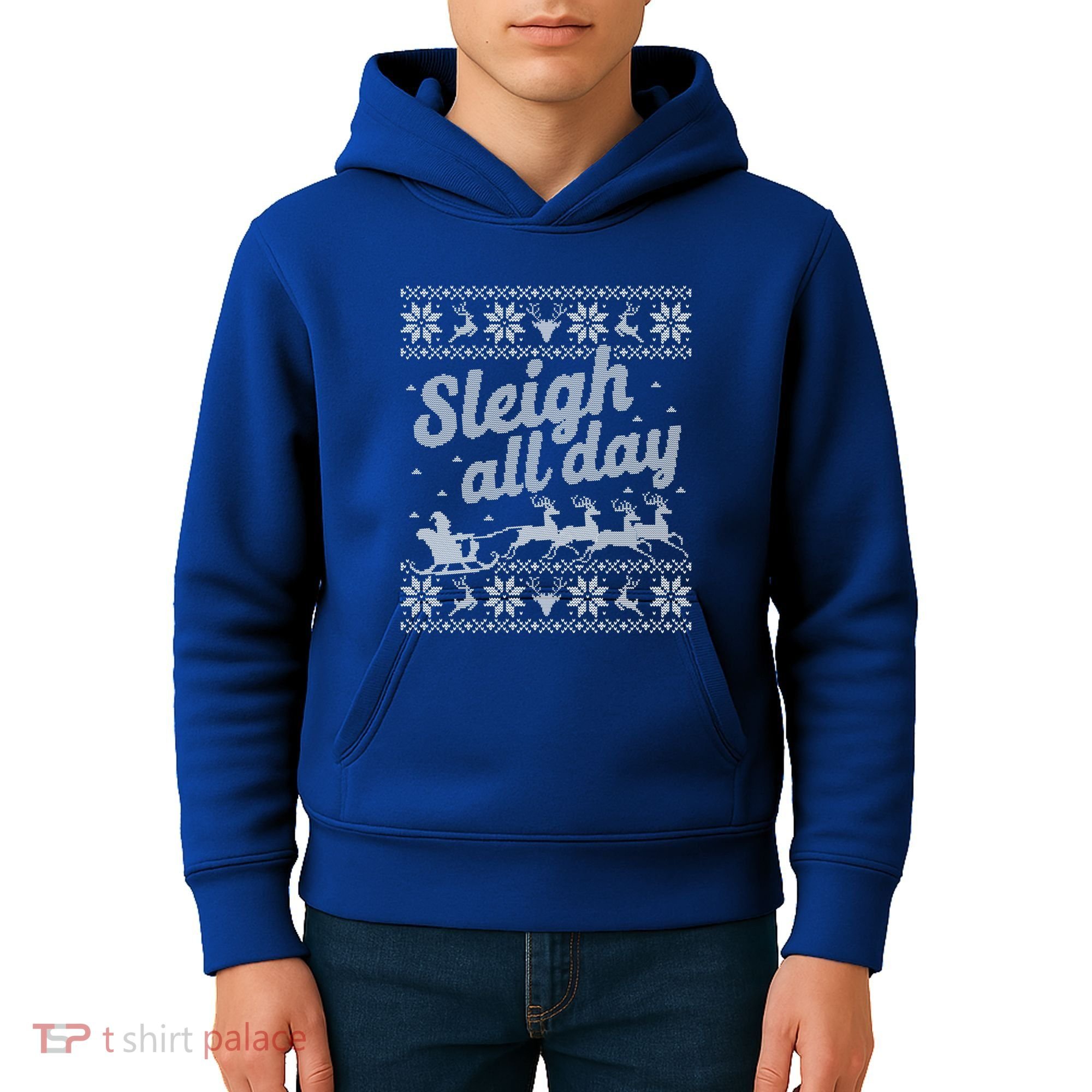 Ugly Christmas Santa Sleigh All Day Gift Kids Hoodie