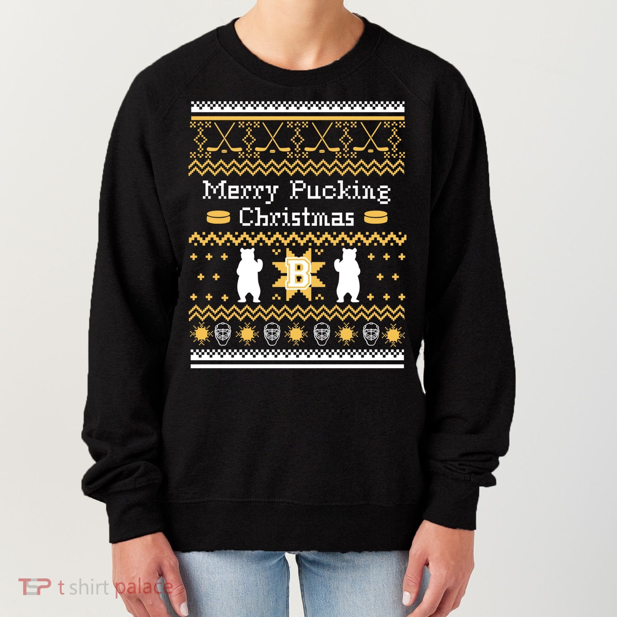 Ugly Christmas Sweater Hockey Boston Gift Women's Sweatshirt
