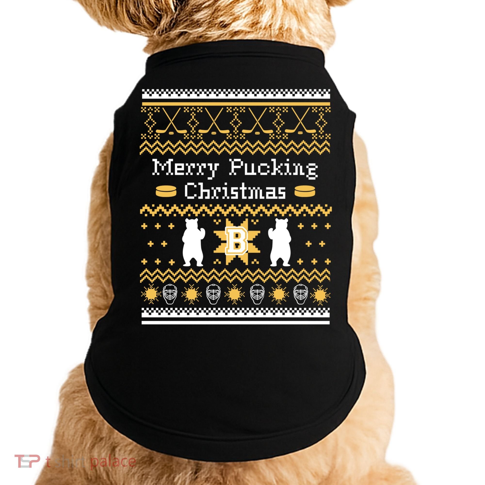 Ugly Christmas Sweater Hockey Boston Gift Doggie Tank