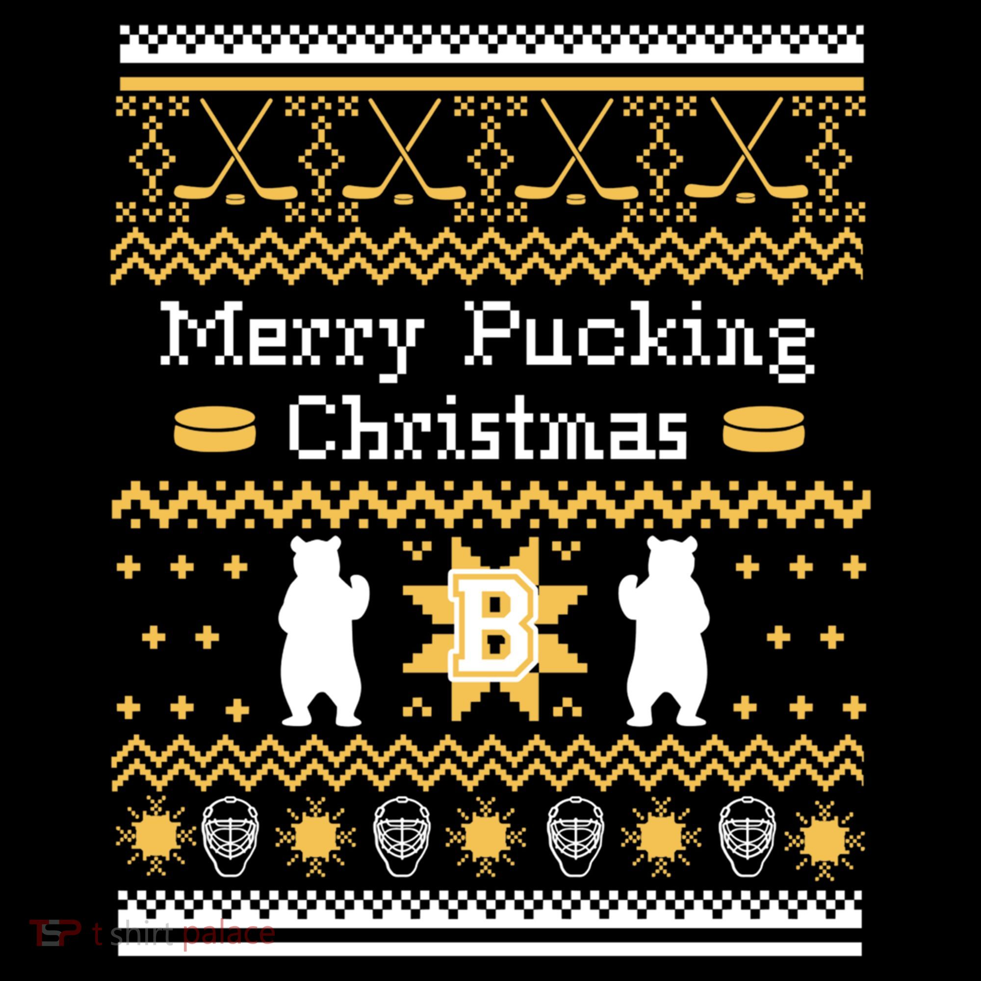 Ugly Christmas Sweater Hockey Boston Gift Women's Hoodie