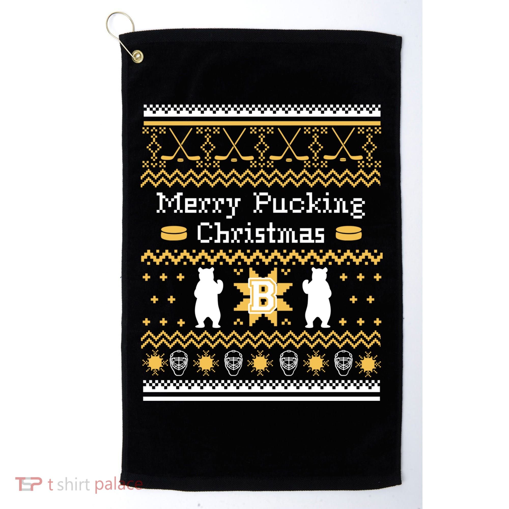 Ugly Christmas Sweater Hockey Boston Gift Golf Towel