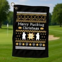 Ugly Christmas Sweater Hockey Boston Gift Golf Towel thumb 1