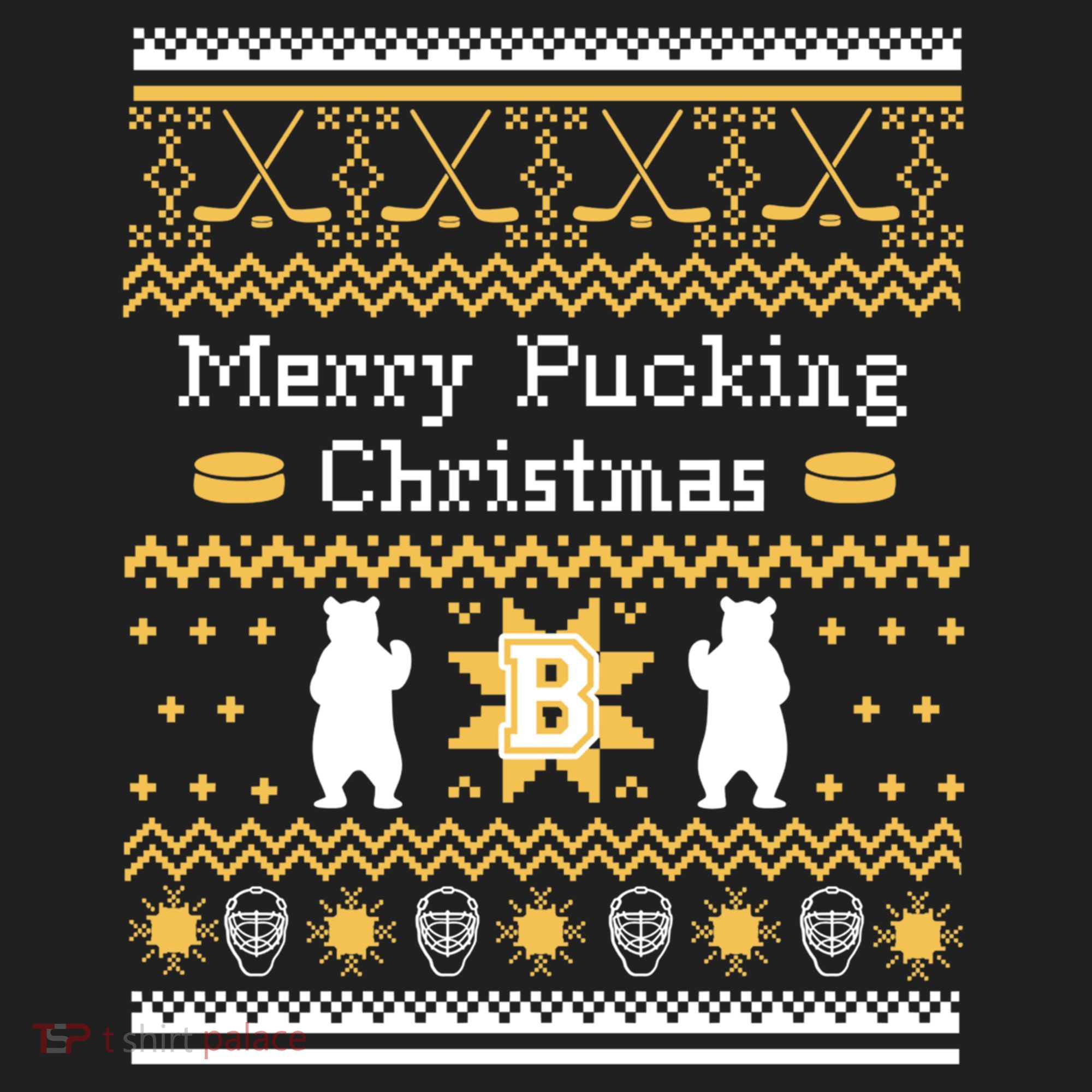 Ugly Christmas Sweater Hockey Boston Gift Golf Towel