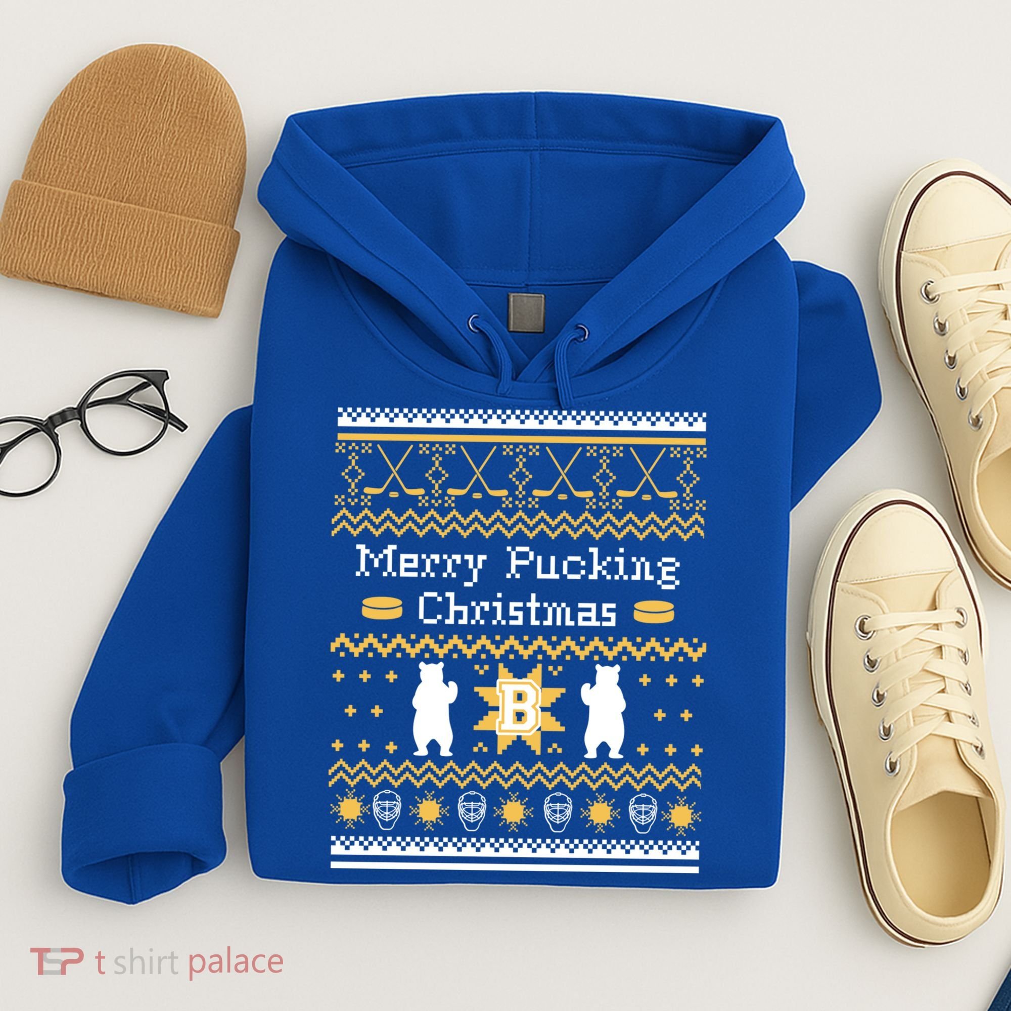 Ugly Christmas Sweater Hockey Boston Gift Hoodie