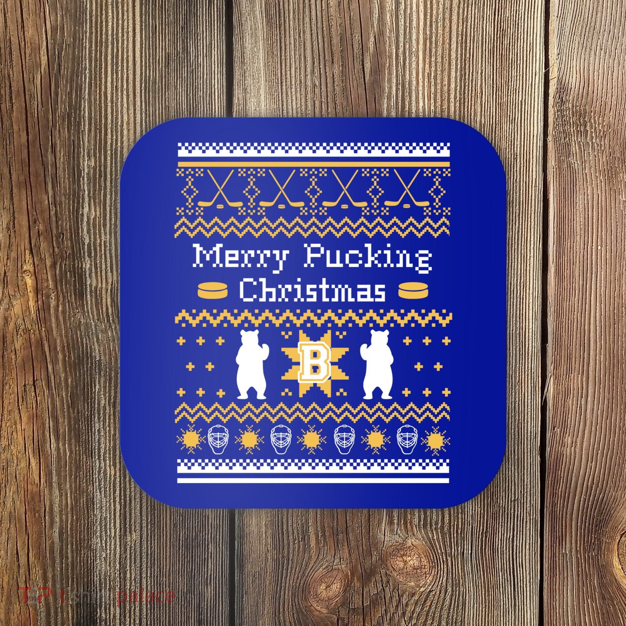 Ugly Christmas Sweater Hockey Boston Gift Coaster