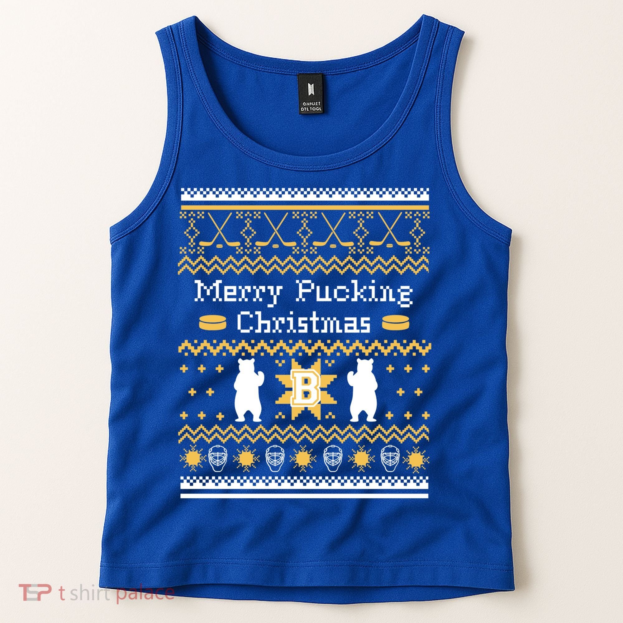 Ugly Christmas Sweater Hockey Boston Gift Tank Top
