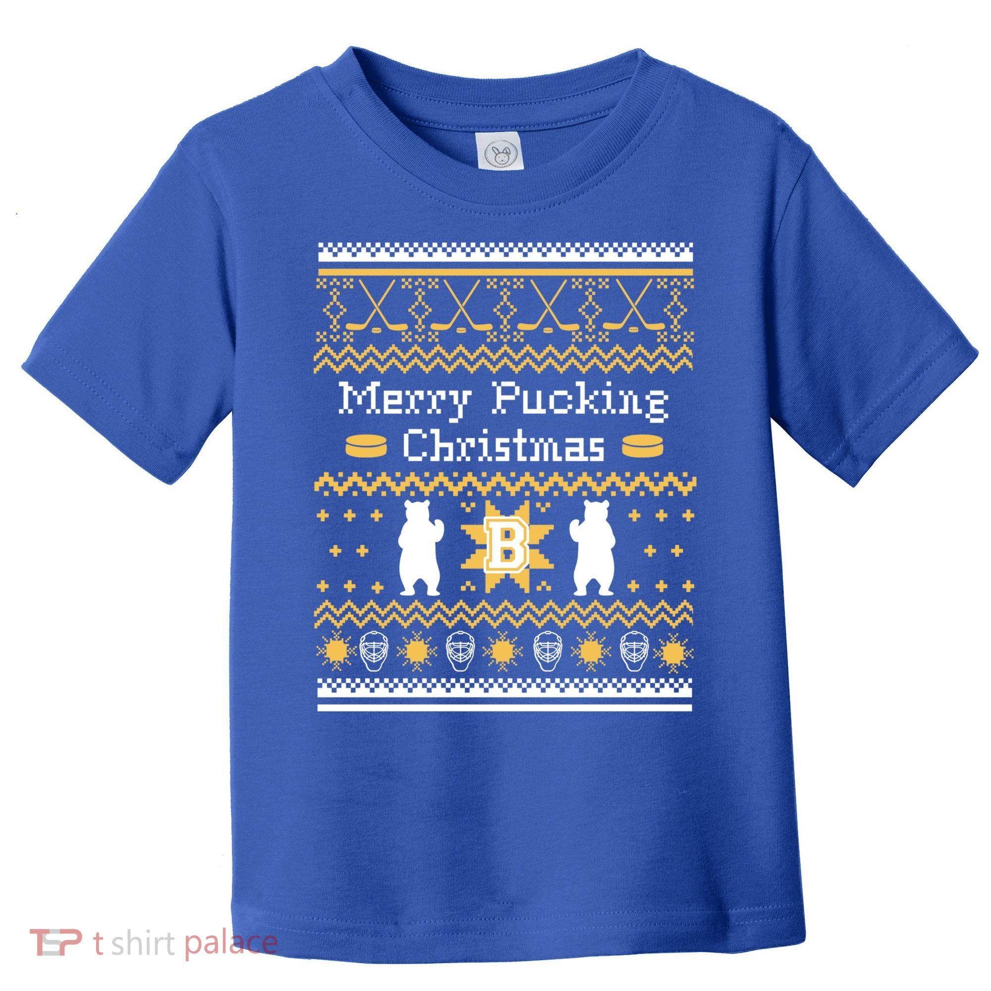 Ugly Christmas Sweater Hockey Boston Gift Toddler T-Shirt