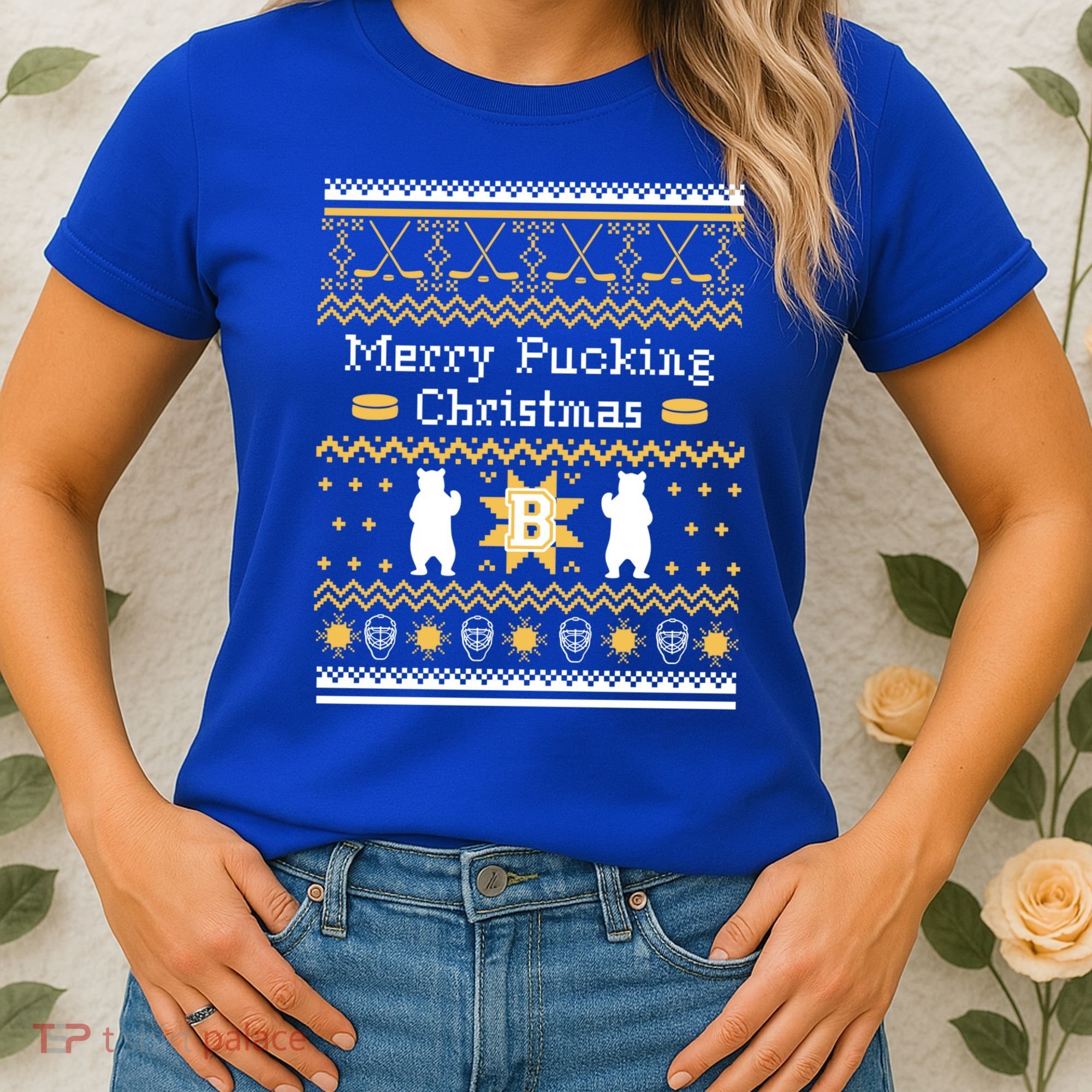 Ugly Christmas Sweater Hockey Boston Gift Women's T-Shirt