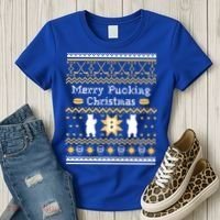 Ugly Christmas Sweater Hockey Boston Gift Women's T-Shirt thumb 3