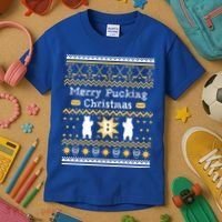 Ugly Christmas Sweater Hockey Boston Gift Kids T-Shirt thumb 3