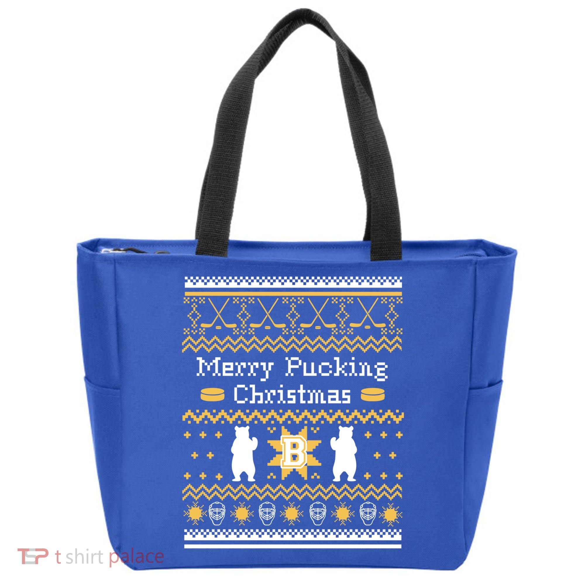 Ugly Christmas Sweater Hockey Boston Gift Tote Bag