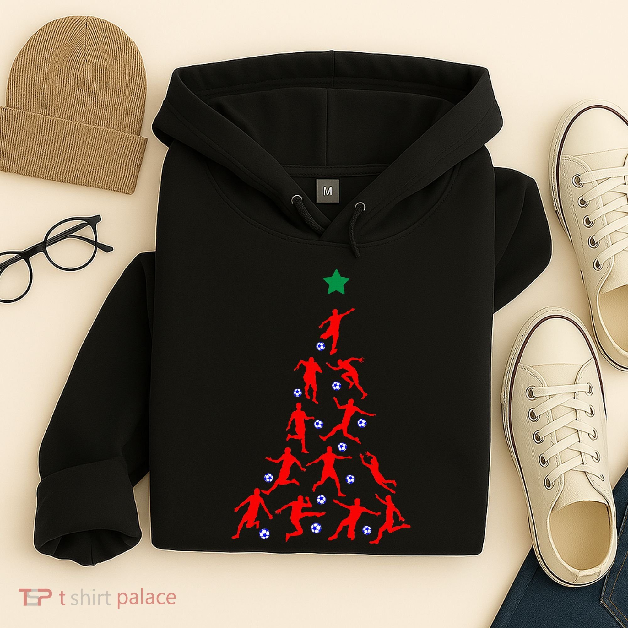 USA Christmas Soccer Jersey Xmas Tree Hoodie