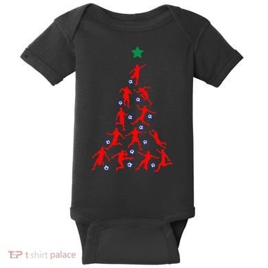 USA Christmas Soccer Jersey Xmas Tree Baby Bodysuit