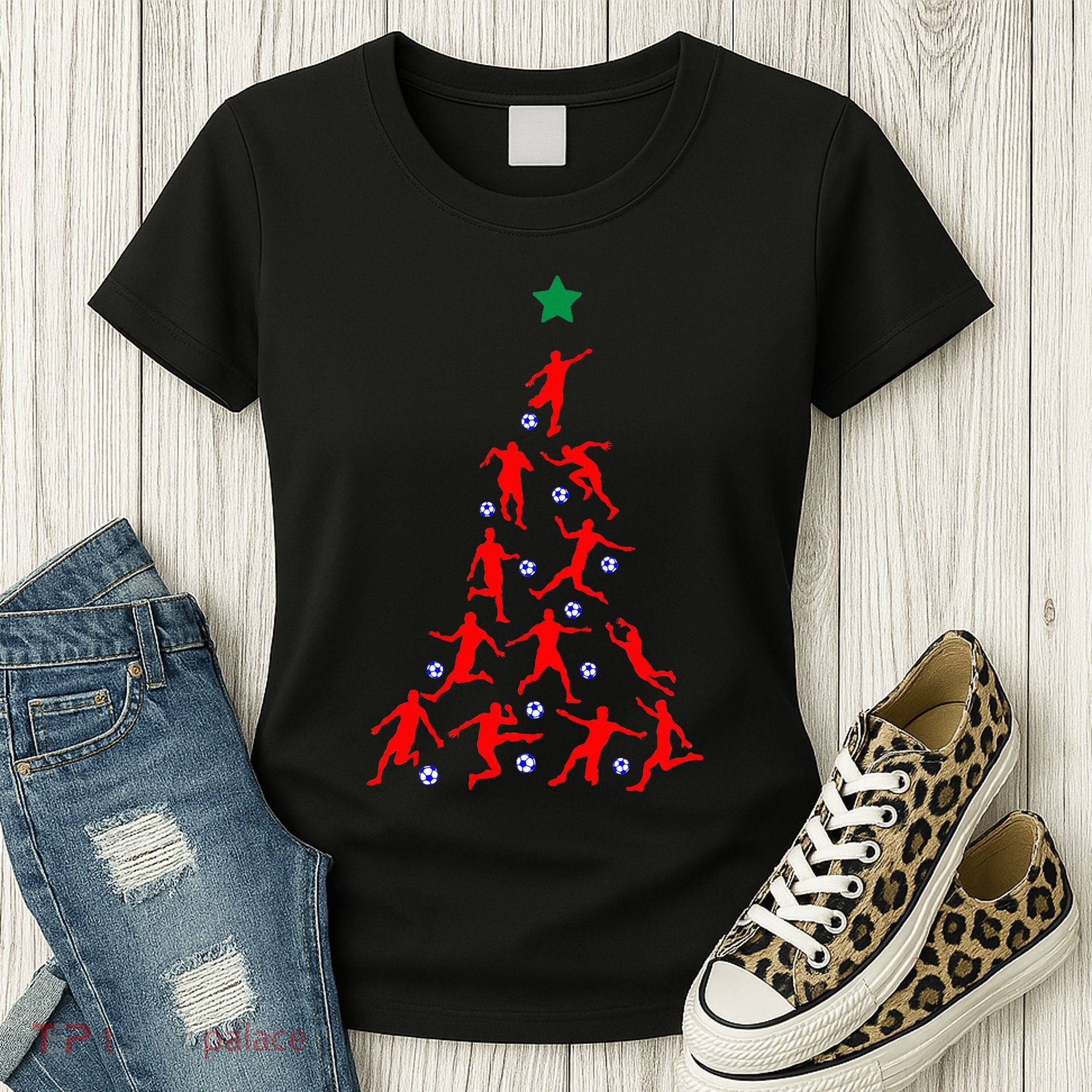 USA Christmas Soccer Jersey Xmas Tree Women's T-Shirt