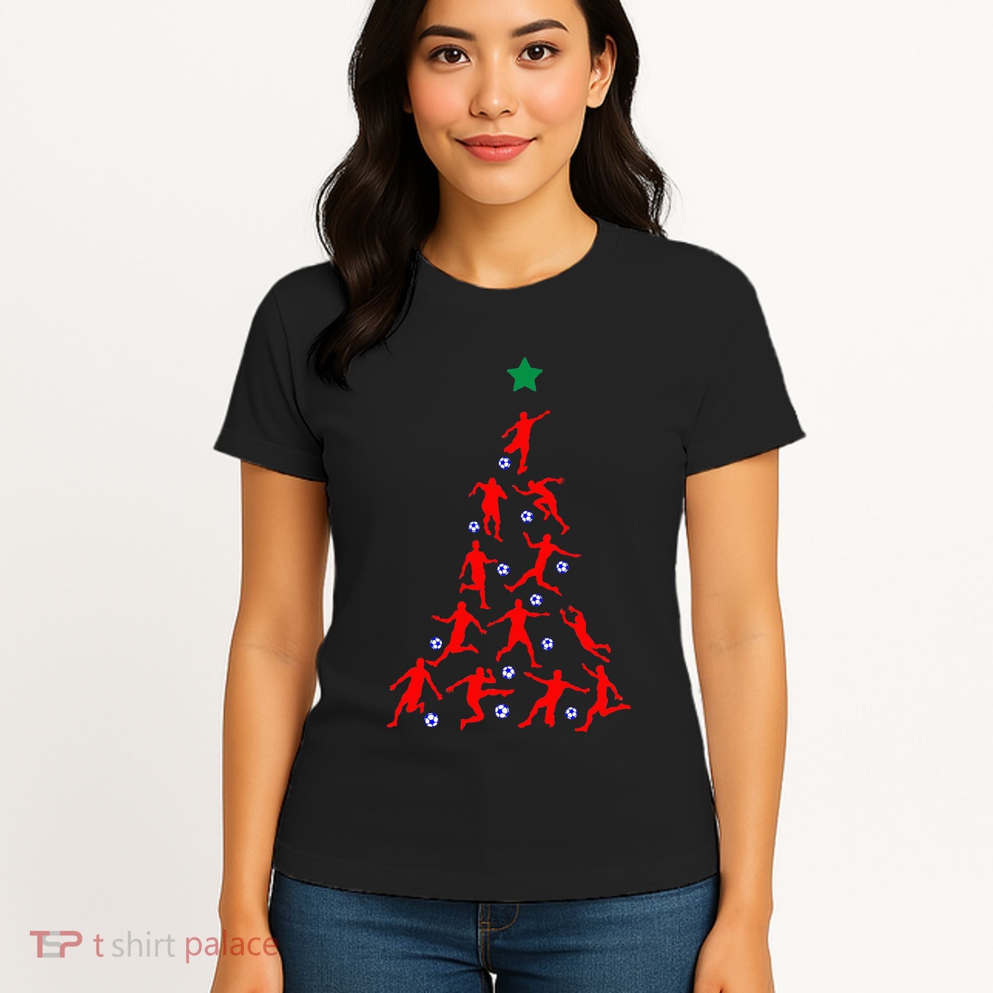 USA Christmas Soccer Jersey Xmas Tree Women's T-Shirt