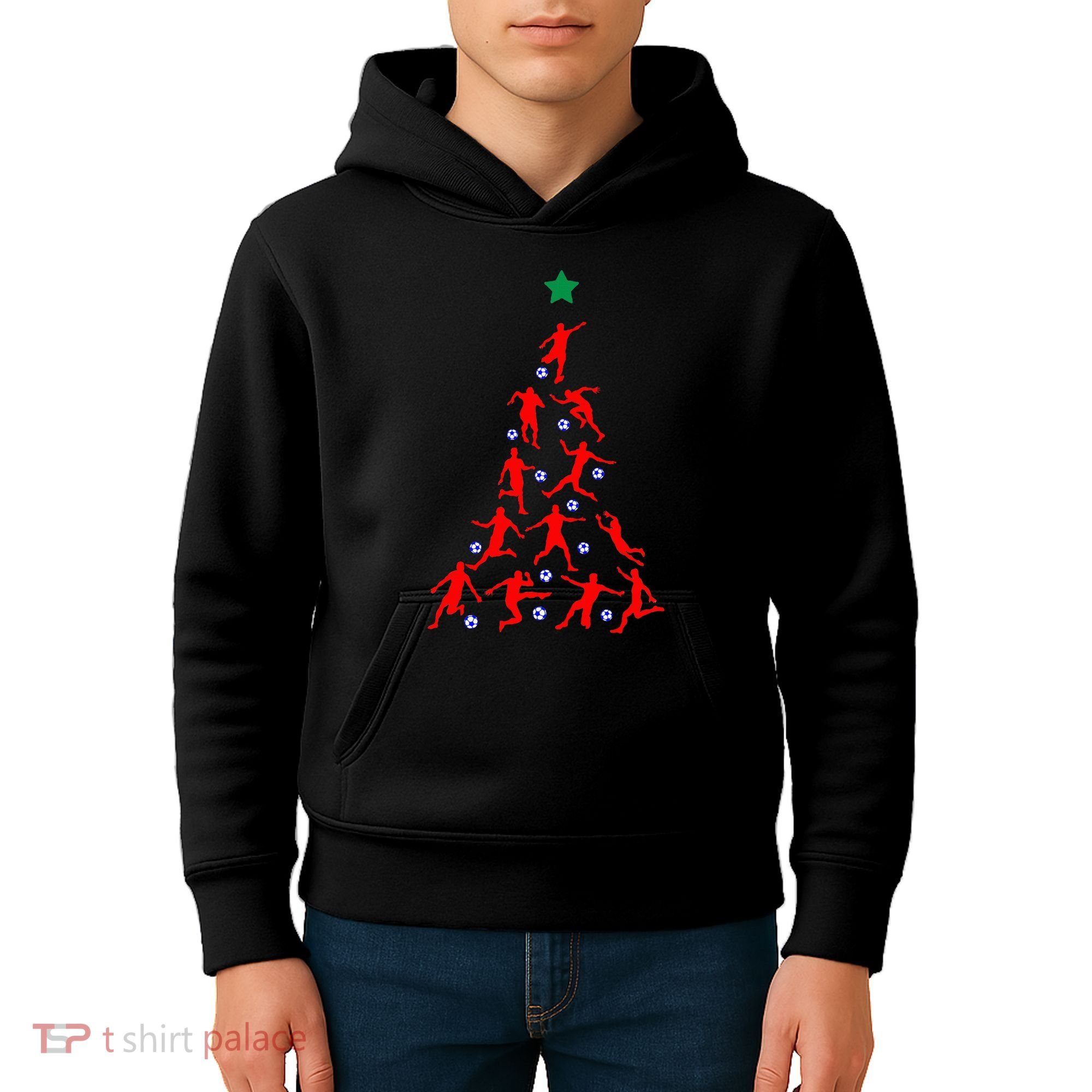 USA Christmas Soccer Jersey Xmas Tree Kids Hoodie