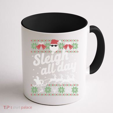 Ugly Christmas Santa Sleigh All Day Gift Coffee Mug back