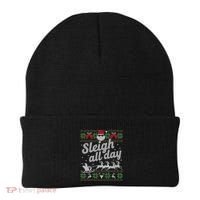 Ugly Christmas Santa Sleigh All Day Gift Beanie thumb 0