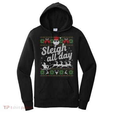 Ugly Christmas Santa Sleigh All Day Gift Women's Hoodie