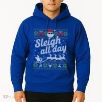 Ugly Christmas Santa Sleigh All Day Gift Hoodie thumb 2