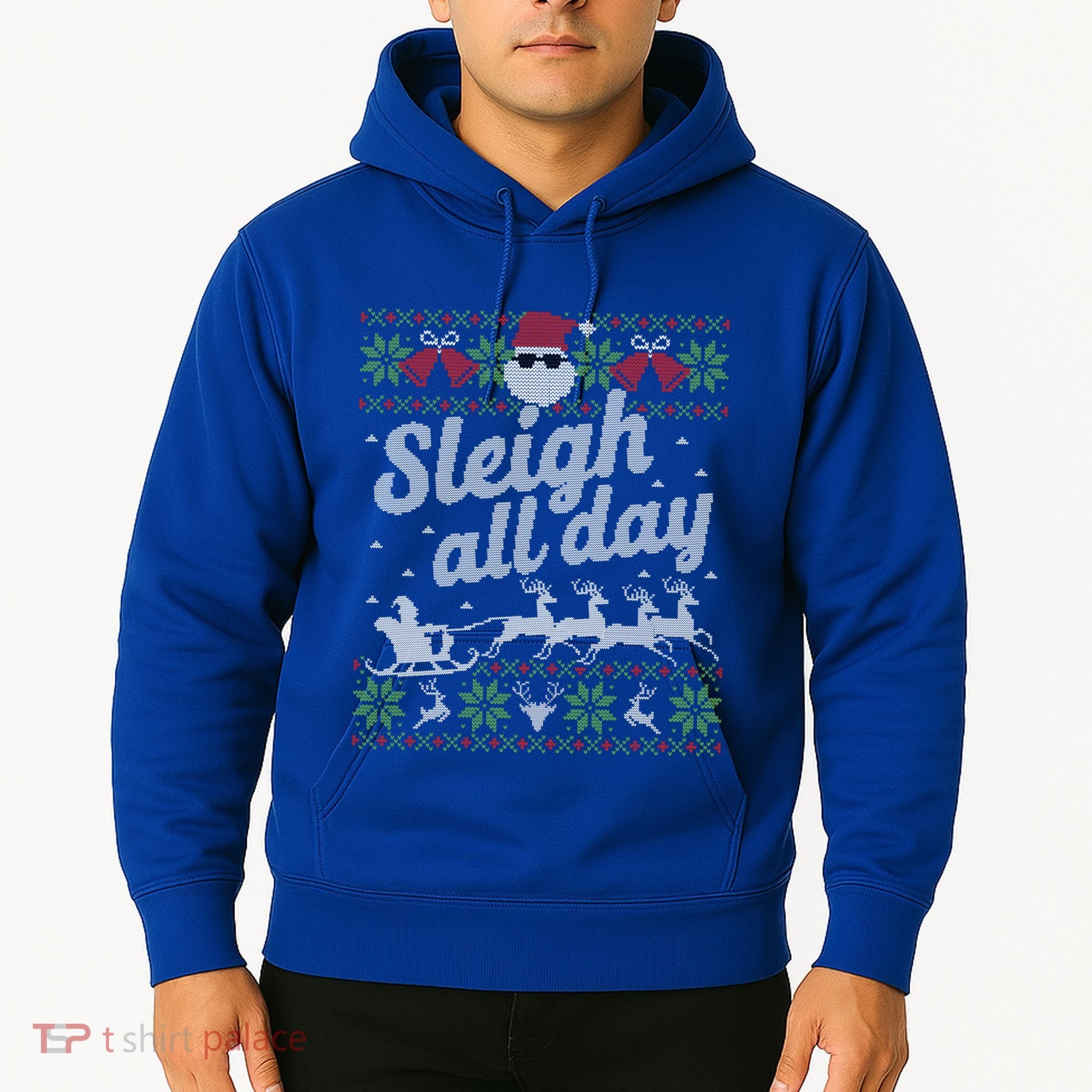 Ugly Christmas Santa Sleigh All Day Gift Hoodie
