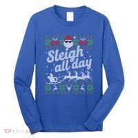 Ugly Christmas Santa Sleigh All Day Gift Long Sleeve Shirt thumb 0
