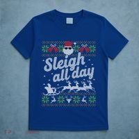 Ugly Christmas Santa Sleigh All Day Gift T-Shirt thumb 5