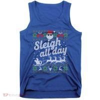 Ugly Christmas Santa Sleigh All Day Gift Tank Top thumb 0