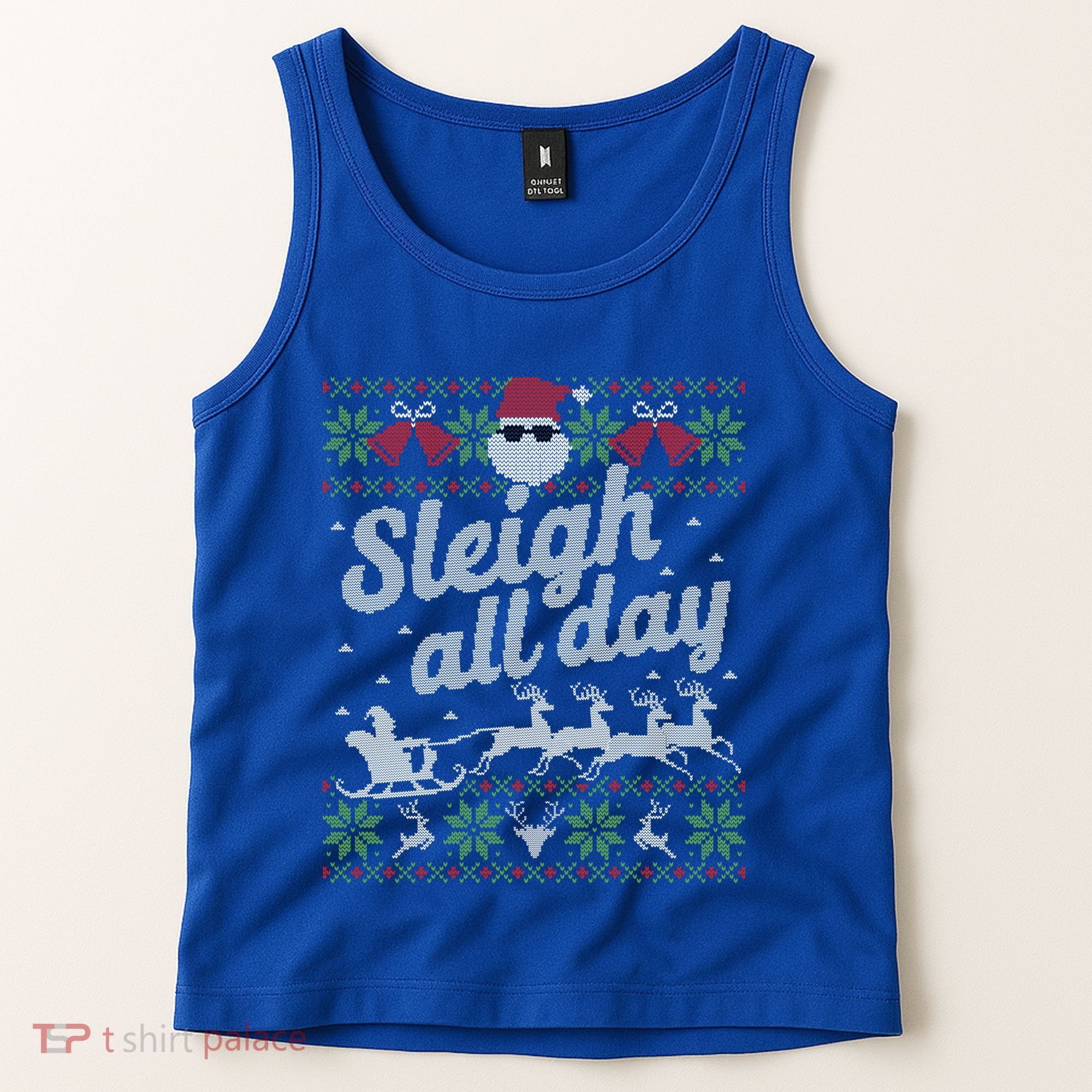 Ugly Christmas Santa Sleigh All Day Gift Tank Top