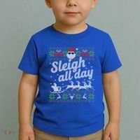 Ugly Christmas Santa Sleigh All Day Gift Toddler T-Shirt thumb 2