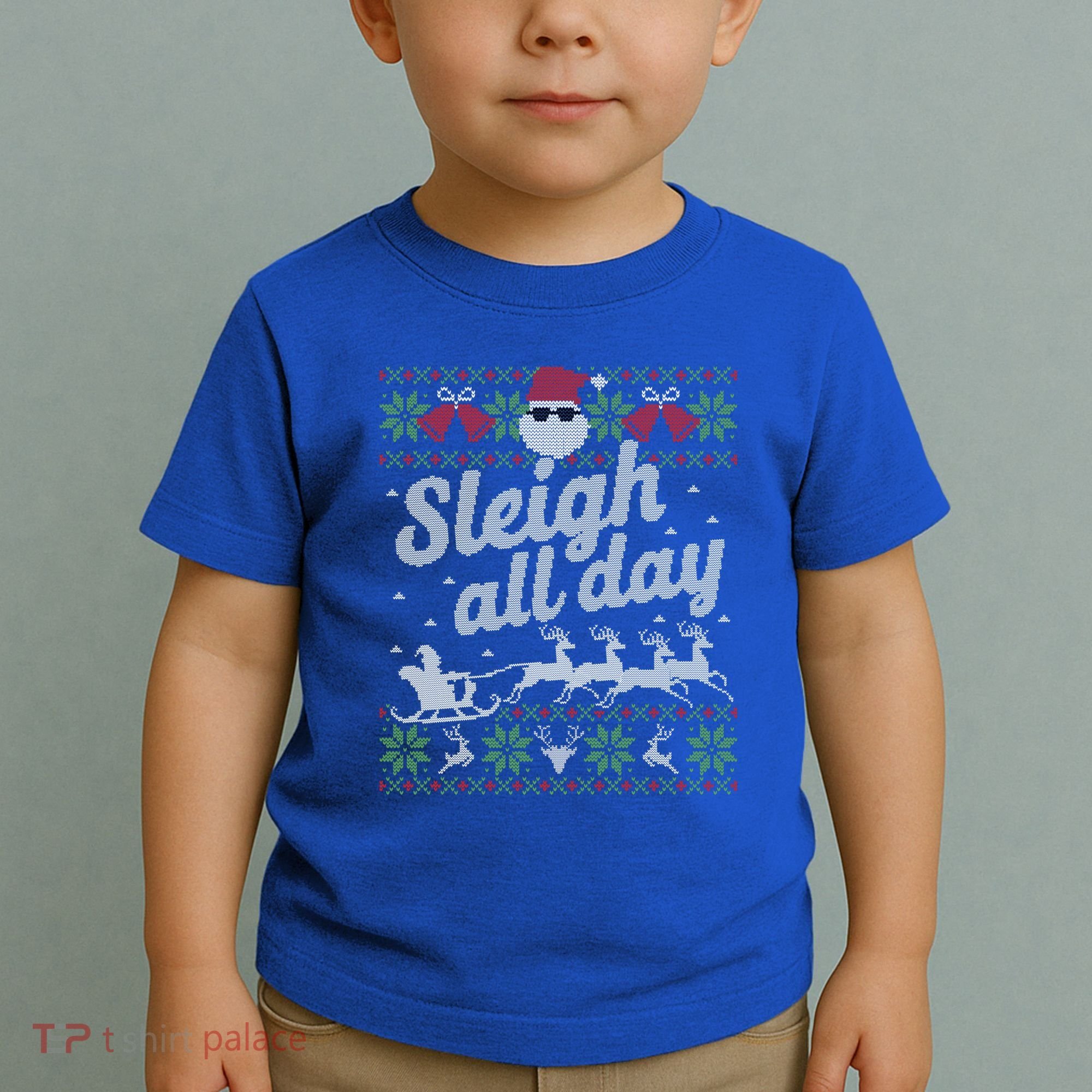 Ugly Christmas Santa Sleigh All Day Gift Toddler T-Shirt