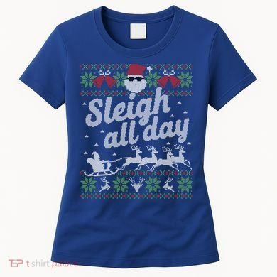 Ugly Christmas Santa Sleigh All Day Gift Women's T-Shirt