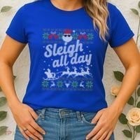 Ugly Christmas Santa Sleigh All Day Gift Women's T-Shirt thumb 2