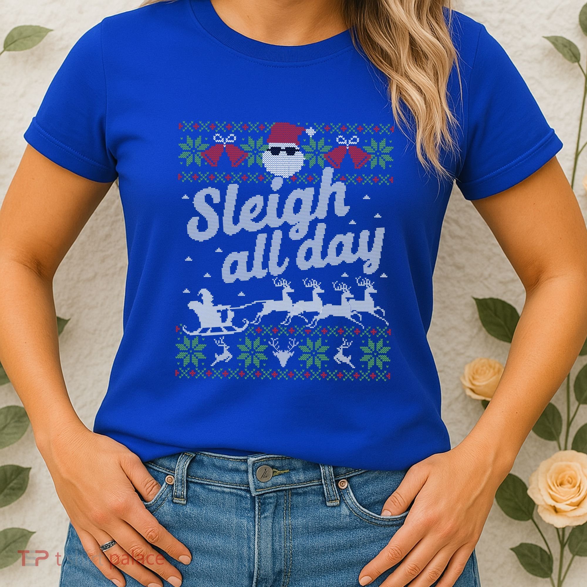 Ugly Christmas Santa Sleigh All Day Gift Women's T-Shirt