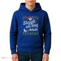 Ugly Christmas Santa Sleigh All Day Gift Kids Hoodie thumb 4