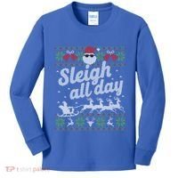 Ugly Christmas Santa Sleigh All Day Gift Kids Long Sleeve Shirt thumb 0