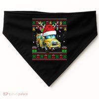 Ugly Christmas Sweater School Bus Driver Reindeer Santa Hat USA-Made Doggie Bandana thumb 0