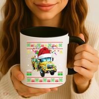 Ugly Christmas Sweater School Bus Driver Reindeer Santa Hat Coffee Mug thumb 3