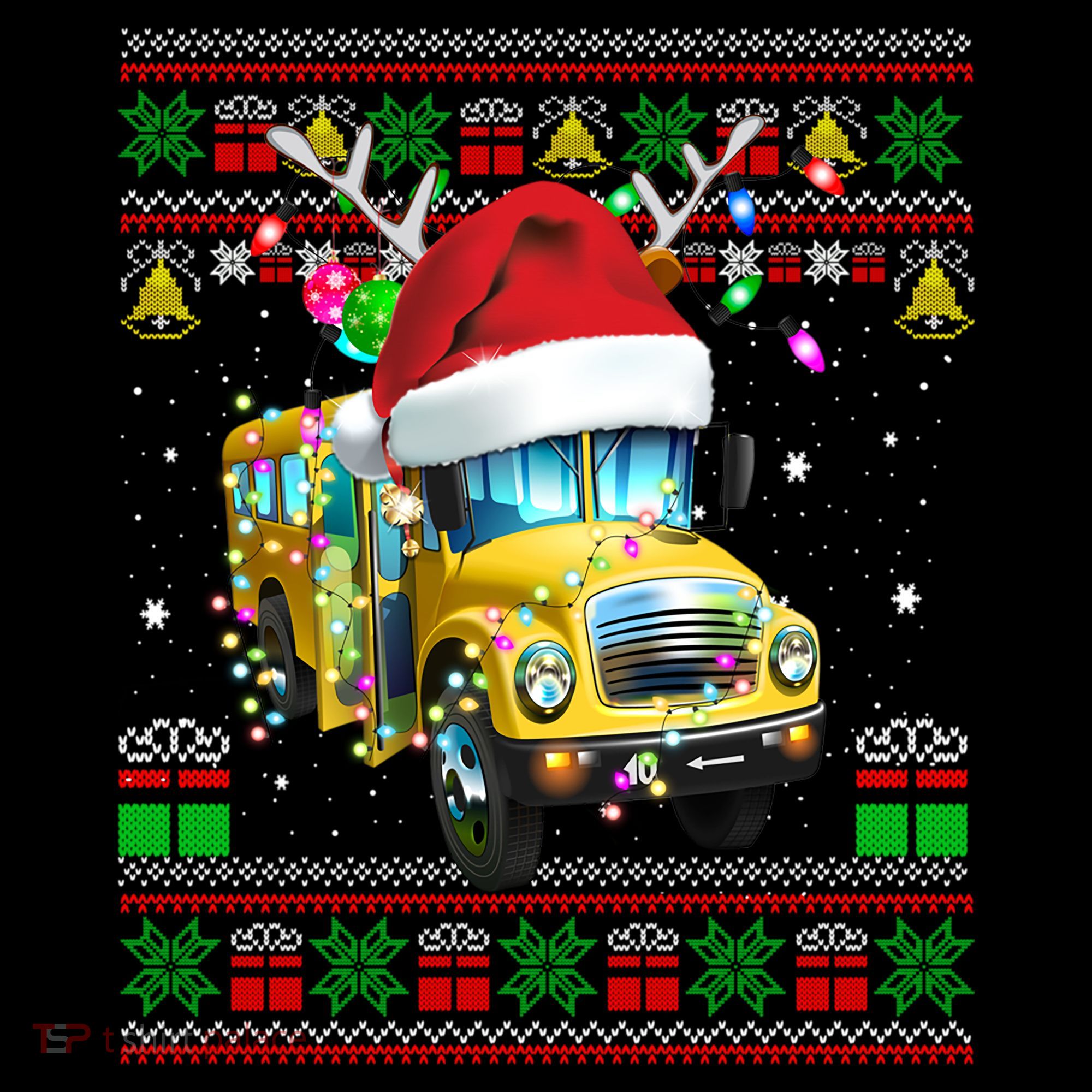 Ugly Christmas Sweater School Bus Driver Reindeer Santa Hat Coffee Mug