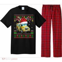 Ugly Christmas Sweater School Bus Driver Reindeer Santa Hat Pajama Set thumb 0