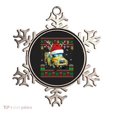 Ugly Christmas Sweater School Bus Driver Reindeer Santa Hat Ornament