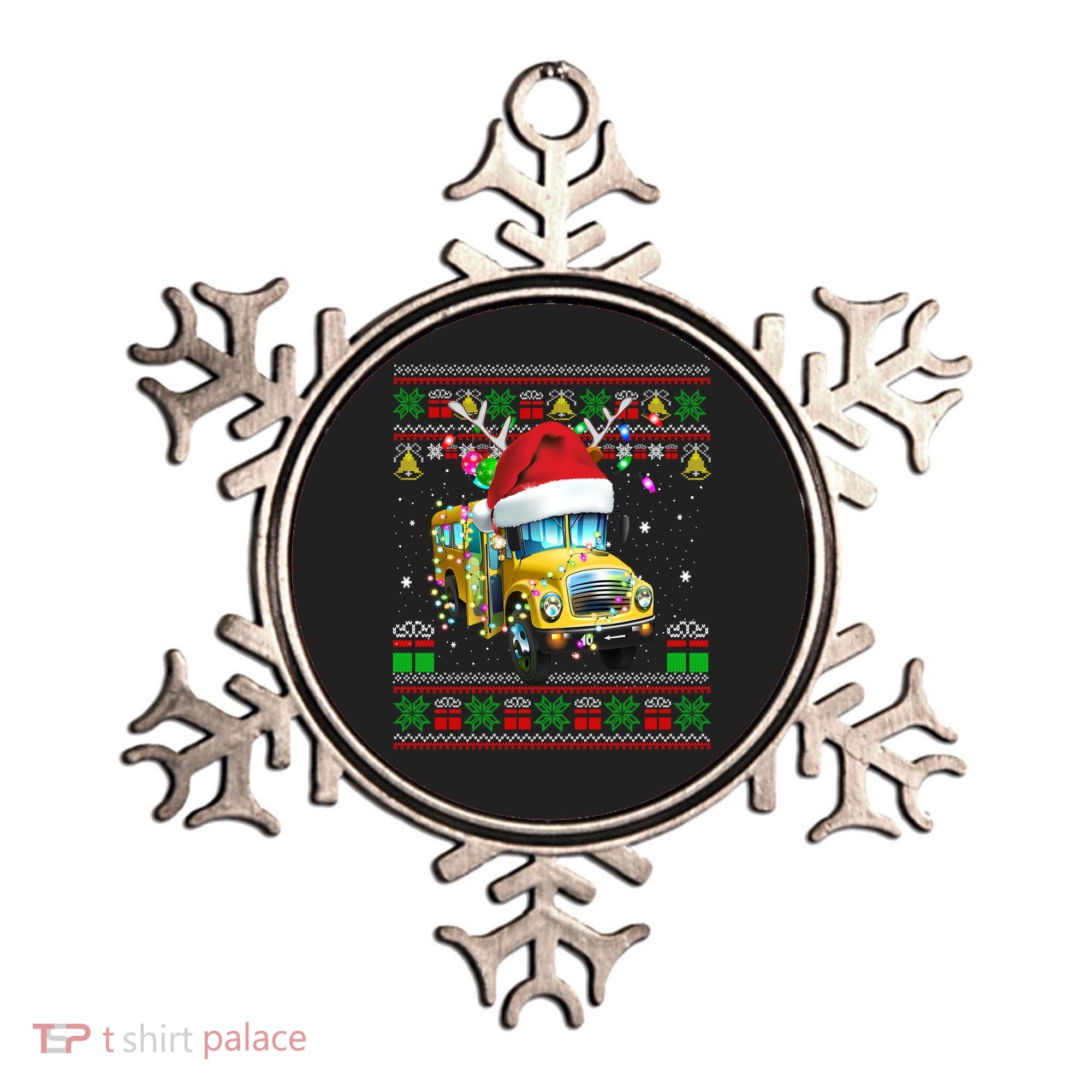 Ugly Christmas Sweater School Bus Driver Reindeer Santa Hat Ornament
