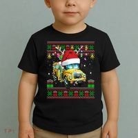 Ugly Christmas Sweater School Bus Driver Reindeer Santa Hat Toddler T-Shirt thumb 2