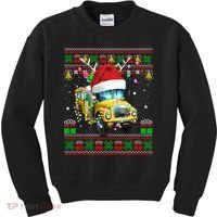 Ugly Christmas Sweater School Bus Driver Reindeer Santa Hat Kids Sweatshirt thumb 0