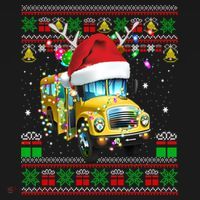 Ugly Christmas Sweater School Bus Driver Reindeer Santa Hat Kids Sweatshirt thumb 2