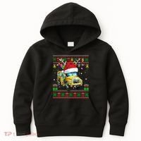 Ugly Christmas Sweater School Bus Driver Reindeer Santa Hat Kids Hoodie thumb 0