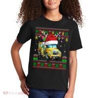 Ugly Christmas Sweater School Bus Driver Reindeer Santa Hat Kids T-Shirt thumb 2