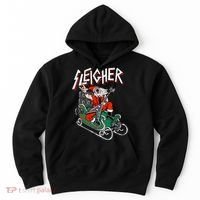Ugly Christmas Sweater Sleigher Heavy Metal Santa Xmas Hoodie thumb 0